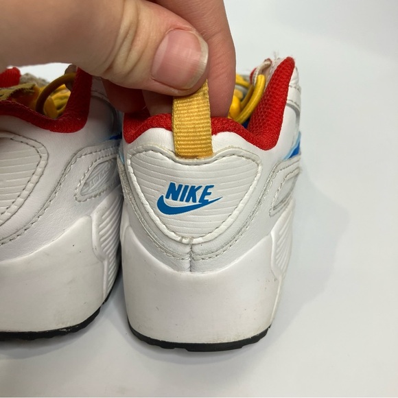 Nike Air Max 90 Toggle sneakers white red yellow activewear toddler size 9C - Picture 6 of 10